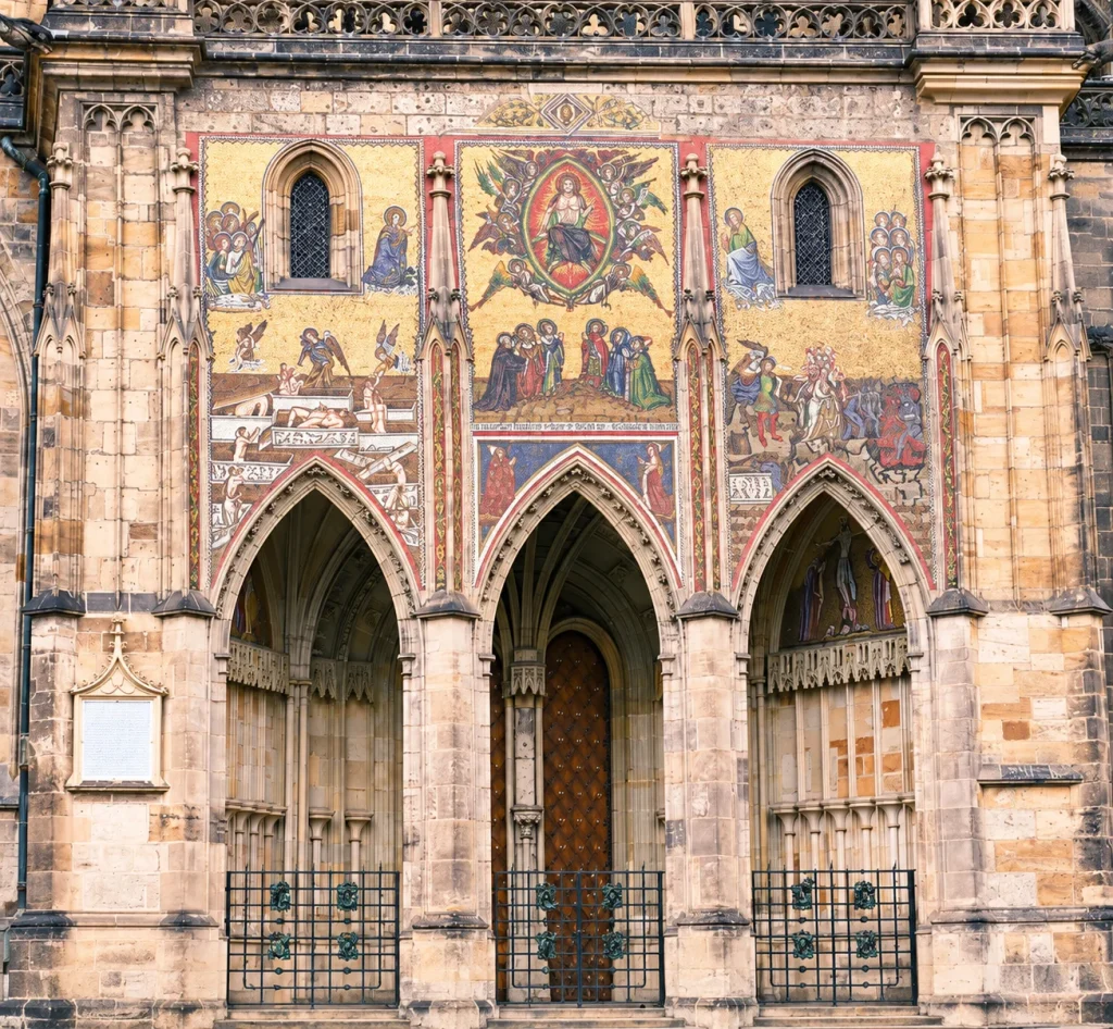 The Last Judgement mosaic above the three arches of the Golden Gate.